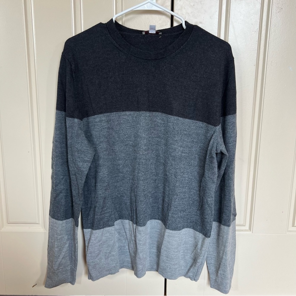 Gap 100% Extra Fine Merino Wool 3 Color Grey Combo Longsleeve Sweater Size Large - Picture 8 of 8